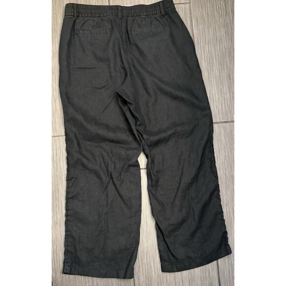 Lands’ End Women’s Black Wide Leg Linen Pants Size Petite 12 - Picture 2 of 3
